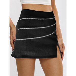 High Waist Black A Line Chain Short Skirt with Shorts Sz M